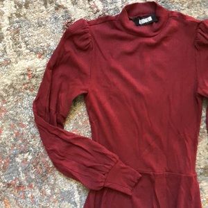 Reformation Ribbed Maroon Dress